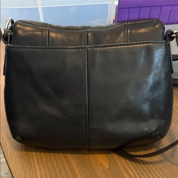 Coach Black Leather Crossbody Bag with Buckle Detail - Picture 2 of 9